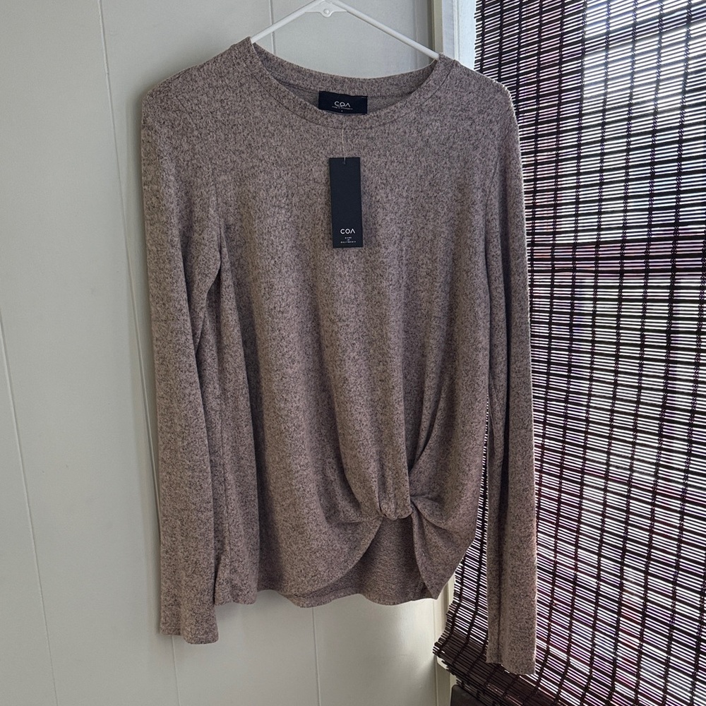 COA Taupe/Purple Long Sleeve Knit Top